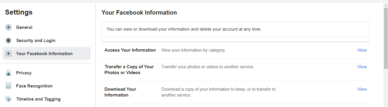 Facebook information